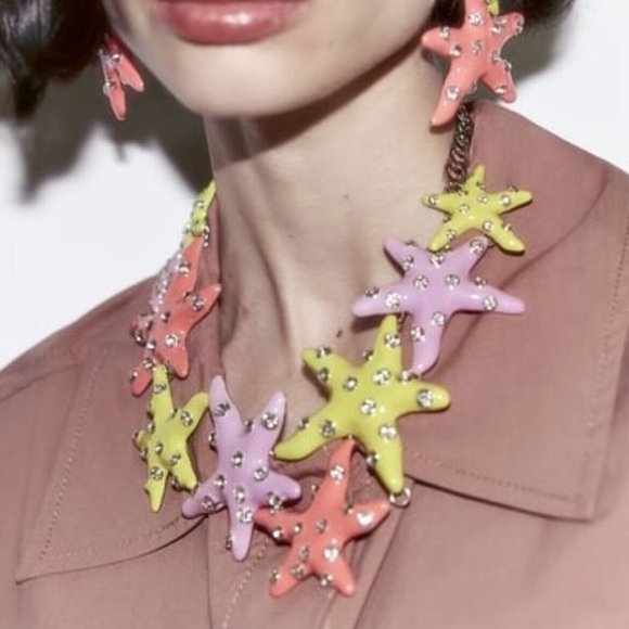 Zara Jewelry - ZARA Colorful Enamel Crystal Starfish Statement Bib Necklace  - NEW 4736 172 330